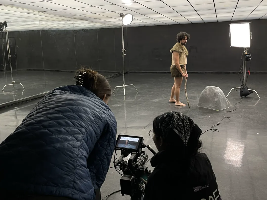 Actor in costume on set